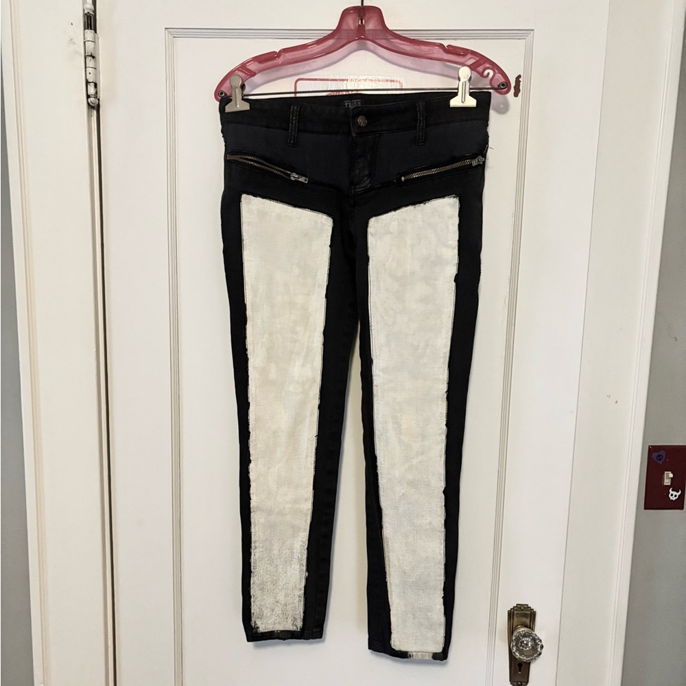 Tripp NYC bold two tone skinny jeans bleach painted DIY size 5